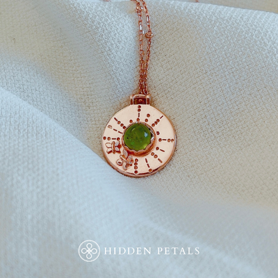 Hidden Petals Euphrosyne Rose Gold Plated Necklace#stone_peridot